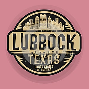 Stamp or label with name of Lubbock, Texas