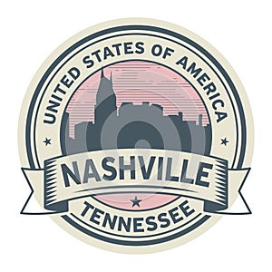 Stamp or label with name of Nashville, Tennessee