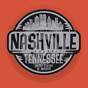 Stamp or label with name of Nashville, Tennessee