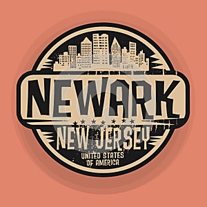 Stamp or label with name of Newark, New Jersey