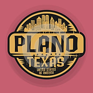 Stamp or label with name of Plano, Texas photo