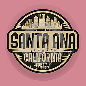Stamp or label with name of Santa Ana, California photo