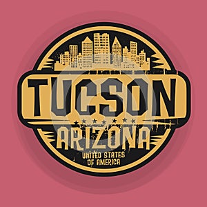 Stamp or label with name of Tucson, Arizona