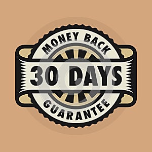 Stamp or label with the text 30 days money back guarantee