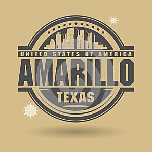 Stamp or label with text Amarillo, Texas inside