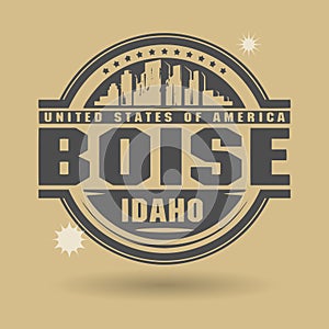 Stamp or label with text Boise, Idaho inside photo