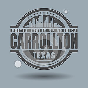 Stamp or label with text Carrollton, Texas inside
