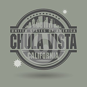 Stamp or label with text Chula Vista, California inside