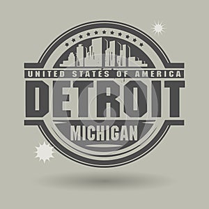 Stamp or label with text Detroit, Michigan inside