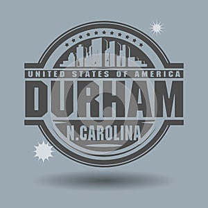 Stamp or label with text Durham, North Carolina inside