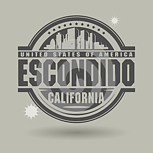 Stamp or label with text Escondido, California inside photo
