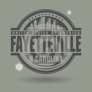 Stamp or label with text Fayetteville, North Carolina inside
