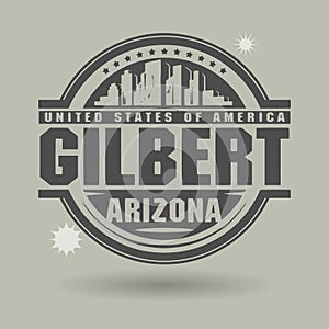 Stamp or label with text Gilbert, Arizona inside