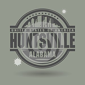 Stamp or label with text Huntsville, Alabama inside