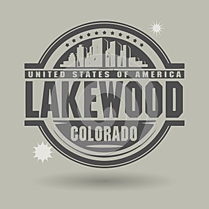 Stamp or label with text Lakewood, Colorado inside photo