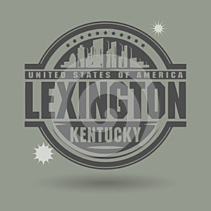 Stamp or label with text Lexington, Kentucky inside photo