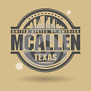 Stamp or label with text McAllen, Texas inside photo