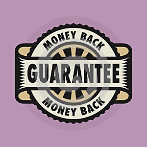 Stamp or label with the text Money back guarantee