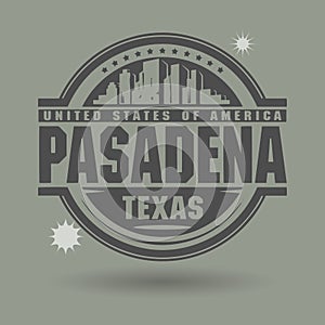 Stamp or label with text Pasadena, Texas inside