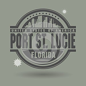 Stamp or label with text Port St. Lucie, Florida inside