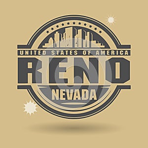 Stamp or label with text Reno, Nevada inside