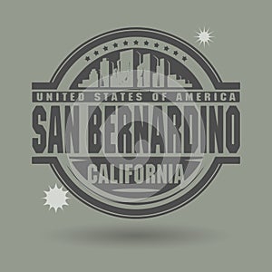 Stamp or label with text San Bernardino, California inside photo