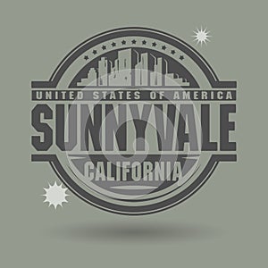 Stamp or label with text Sunnyvale, California inside photo