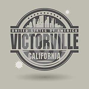 Stamp or label with text Victorville, California inside