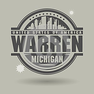 Stamp or label with text Warren, Michigan inside