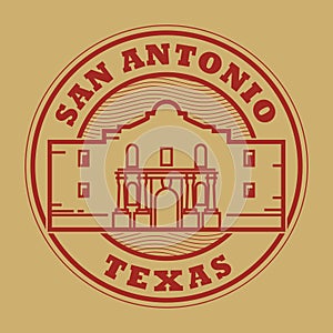 Stamp or label with words San Antonio, Texas photo