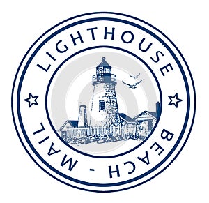 Stamp Lighthouse Beach Mail