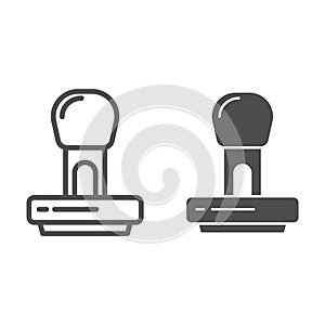 Stamp line and glyph icon. Stamper vector illustration isolated on white. Post cliche outline style design, designed for