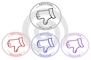 Logo stamp  rejection thumbs down