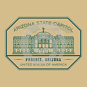 Stamp with name of Arizona, Phoenix