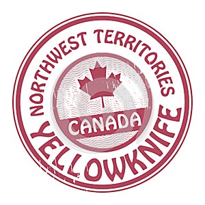 Stamp with name of Canada, Northwest territories and Yellowknife