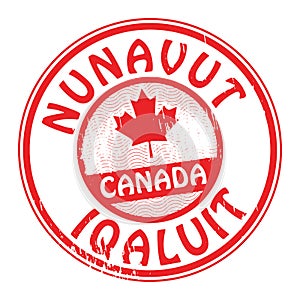 Stamp with name of Canada, Nunavut and Iqaluit