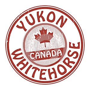 Stamp with name of Canada, Yukon and Whitehorse