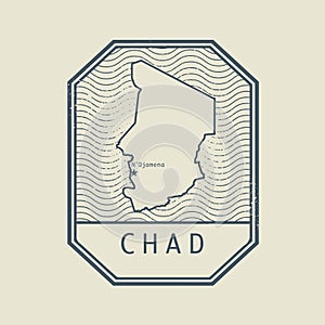Stamp with the name and map of Chad
