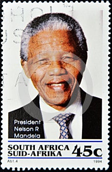 Stamp with Nelson Mandela