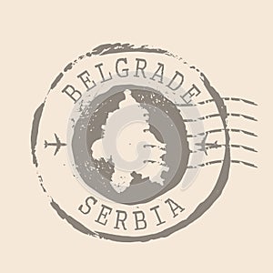 Stamp Postal of Belgrade. Map Silhouette rubber Seal. Design Retro Travel. Seal Map of Belgrade