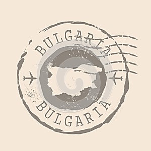 Stamp Postal Bulgaria. Map Silhouette rubber Seal. Design Retro Travel. Seal of Map Bulgaria grunge