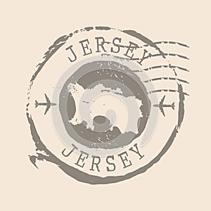 Stamp Postal Jersey. Map Silhouette rubber Seal. Design Retro Travel. Seal Map Bailiwick of Jersey photo