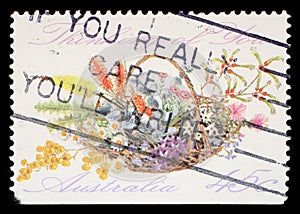 Stamp printed in Australia shows the Bunch of flowers with the description `Thinking of You`, Special Occasions