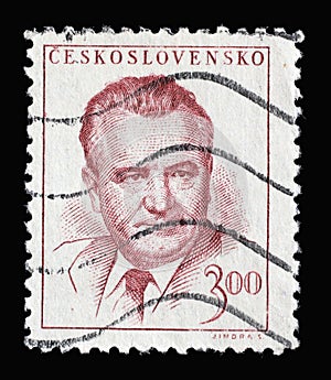 Stamp printed in Czechoslovakia shows a portrait of President Klement Gottwald