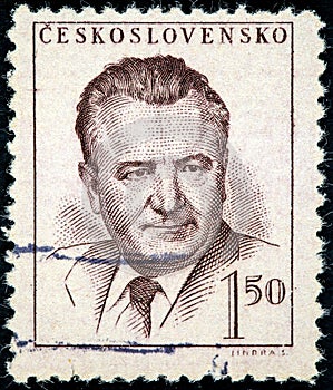 Stamp printed in the Czechoslovakia, shows the president of Czechoslovakia, Klement Gottwald