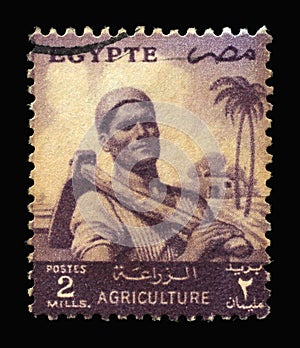 Stamp printed in Egypt shows Farmer
