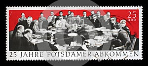 Stamp printed in GDR dedicate 25th anniv. of the Potsdam Agreement