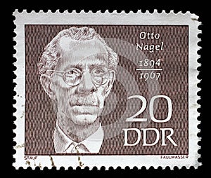 Stamp printed in GDR shows Otto Nagel