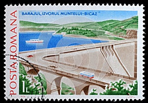 Stamp printed in Romania shows Izvorul Muntelui-Bicaz