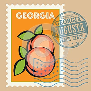 Stamp or sign with the name and map of Georgia, United States